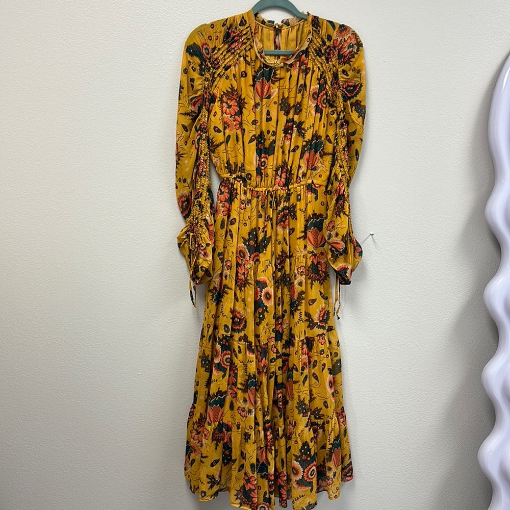 Noelle Floral Silk Tie-Cuff Maxi Dress - Picture 2 of 9